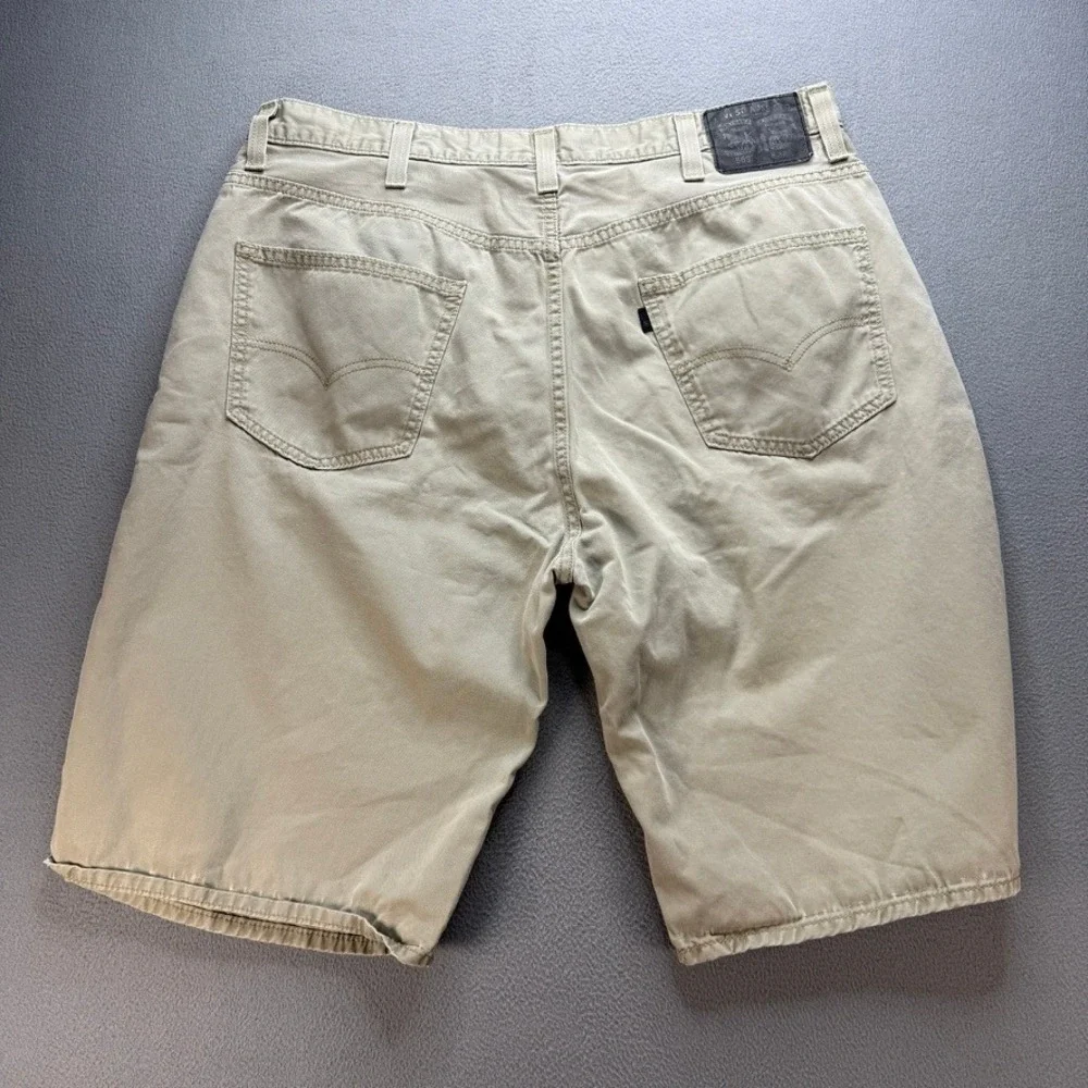 Levis 569 Denim Shorts Loose Straight Fit Size 38 Tan Khaki Cotton Twill Baggy